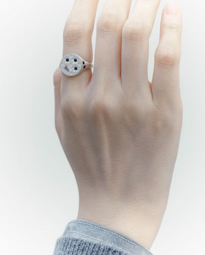 【Limited Edition】Flower Signet Ring / Silver925 / Black