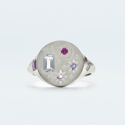 Galaxy Signet Ring  / Silver925 / Pink