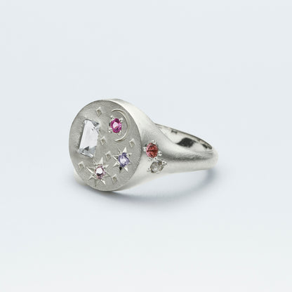 Galaxy Signet Ring  / Silver925 / Pink