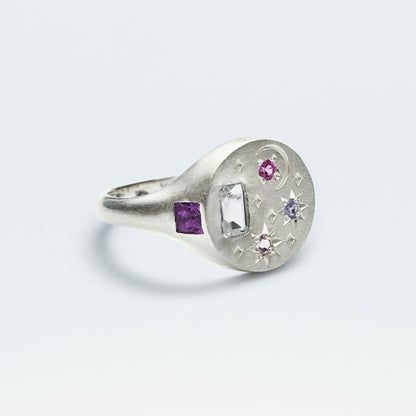 Galaxy Signet Ring  / Silver925 / Pink