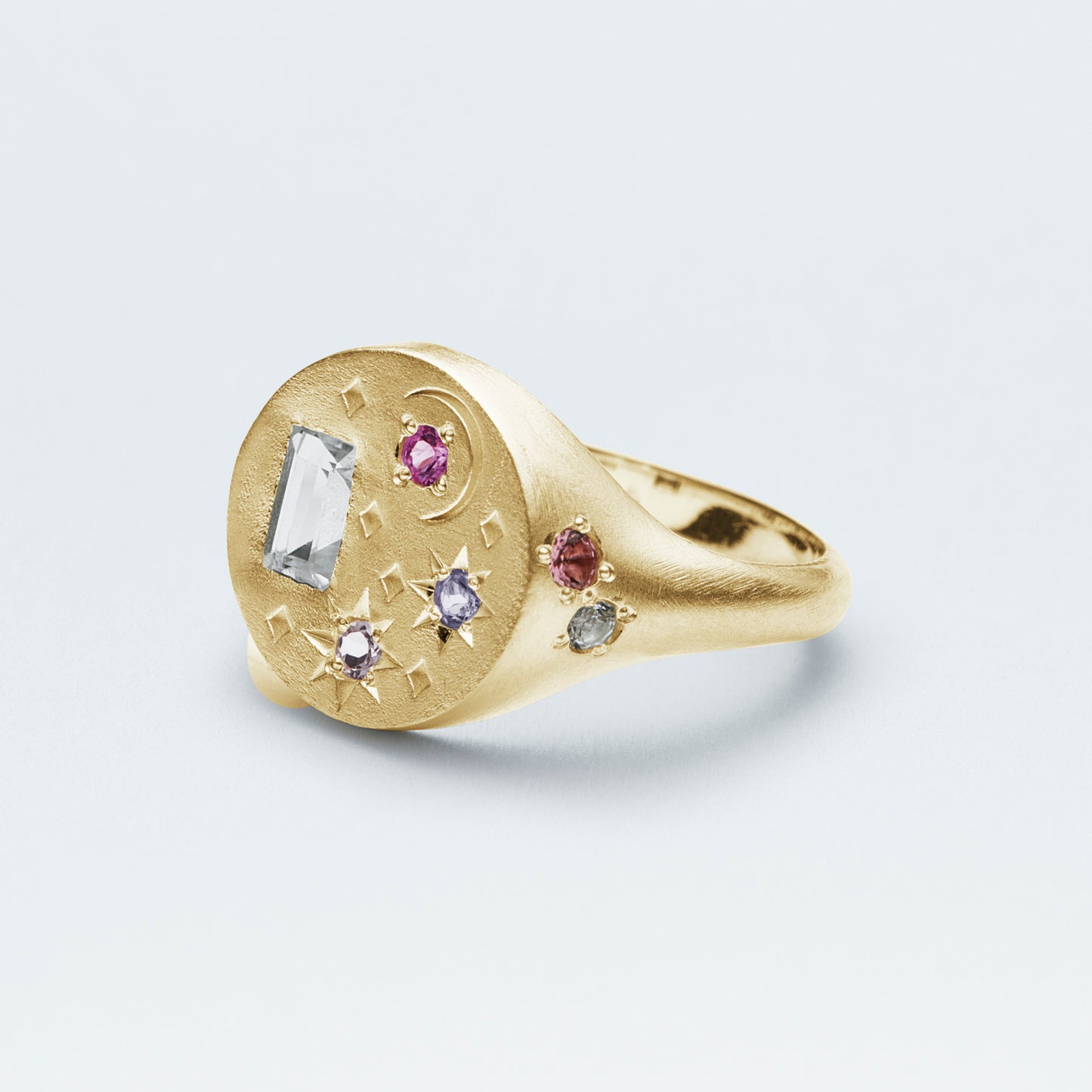 Galaxy Signet Ring  / Gold-Coated SV925 / Pink