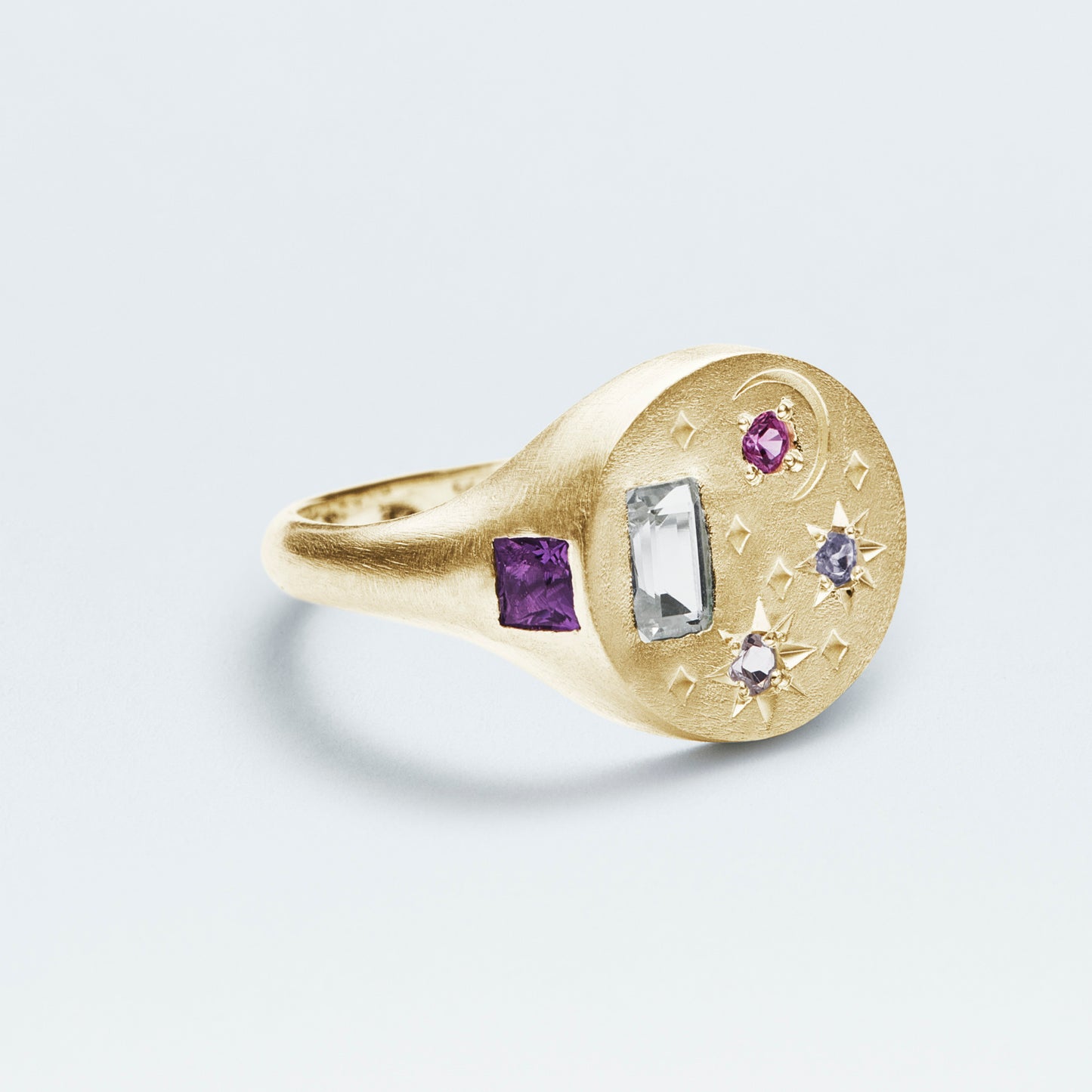 Galaxy Signet Ring  / Gold-Coated SV925 / Pink