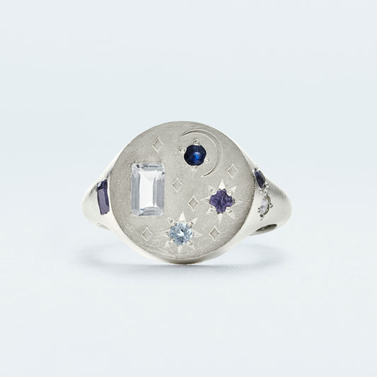 Galaxy Signet Ring  / Silver925  / Blue