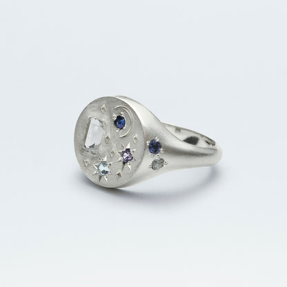 Galaxy Signet Ring  / Silver925  / Blue