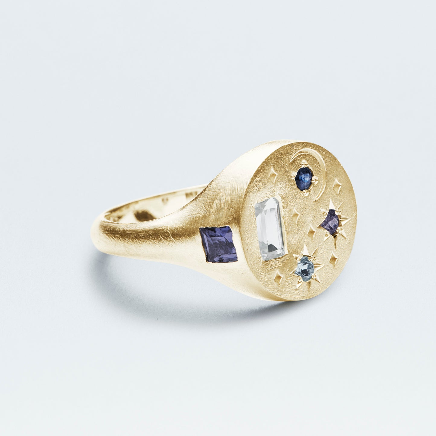 Galaxy Signet Ring  / Gold-Coated SV925 / Blue