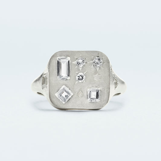 Square Signet Ring  / Silver925 / White