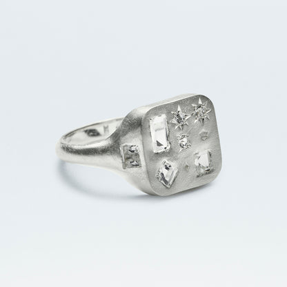 Square Signet Ring  / Silver925 / White