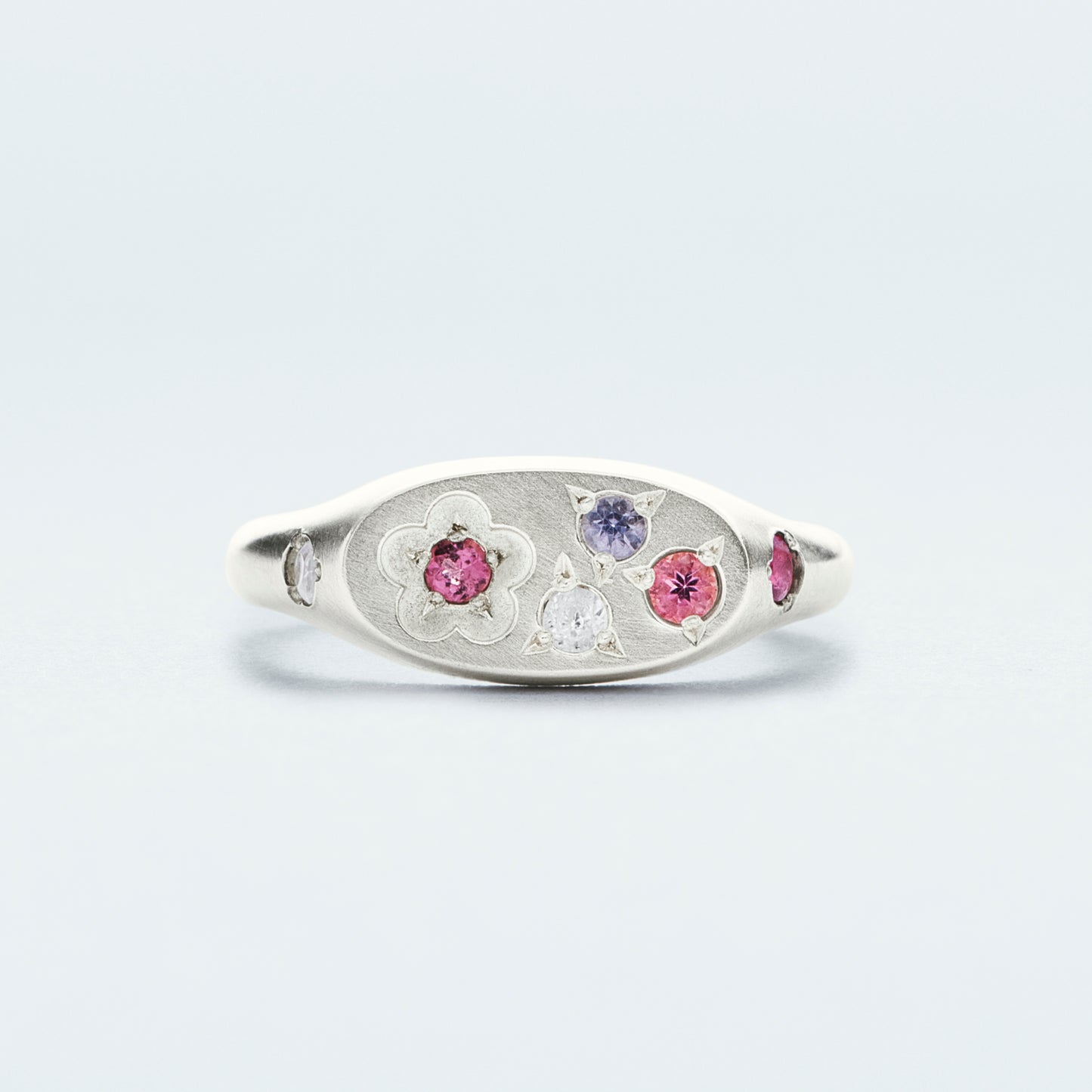 Flower Signet Ring Mini / Silver925 / Pink