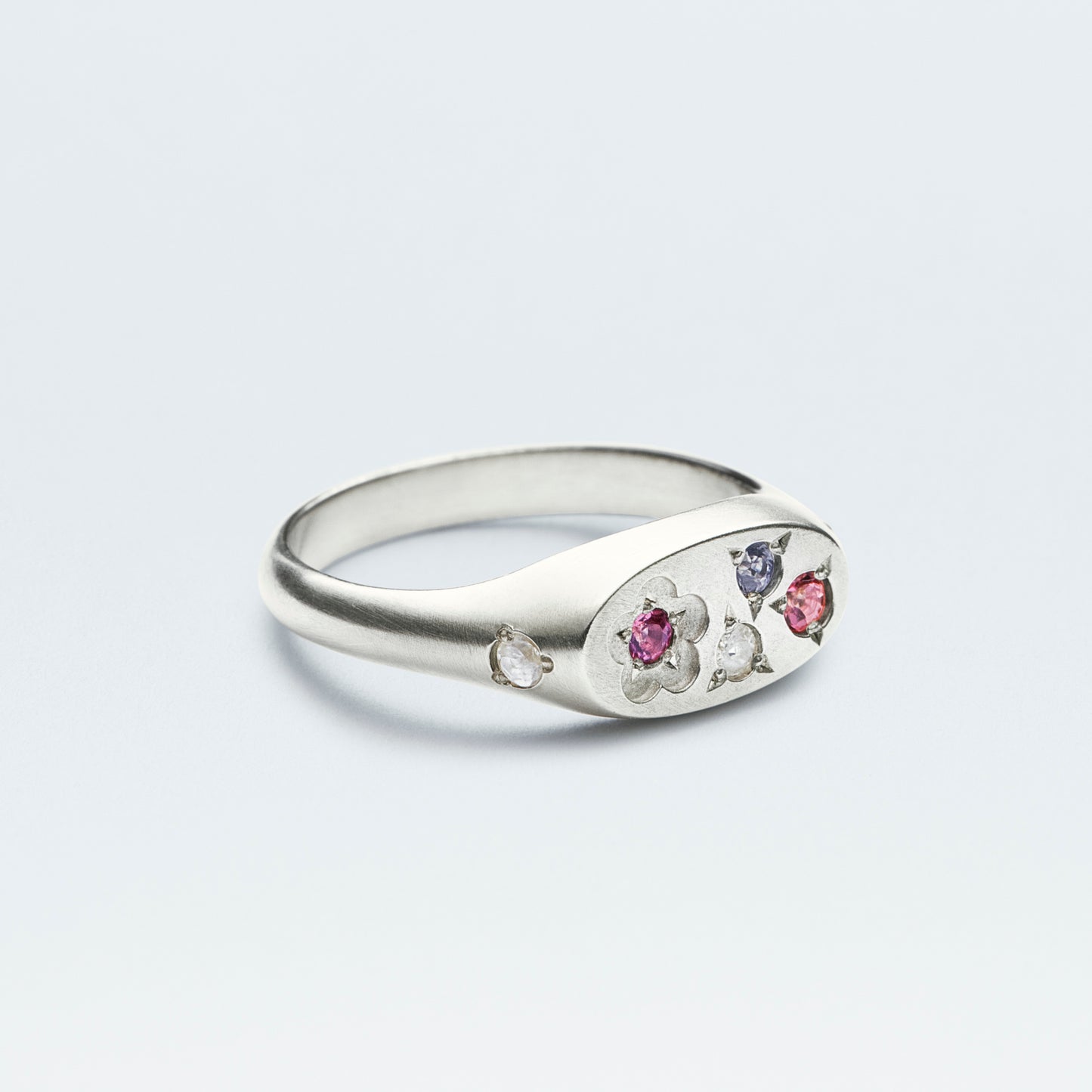 Flower Signet Ring Mini / Silver925 / Pink