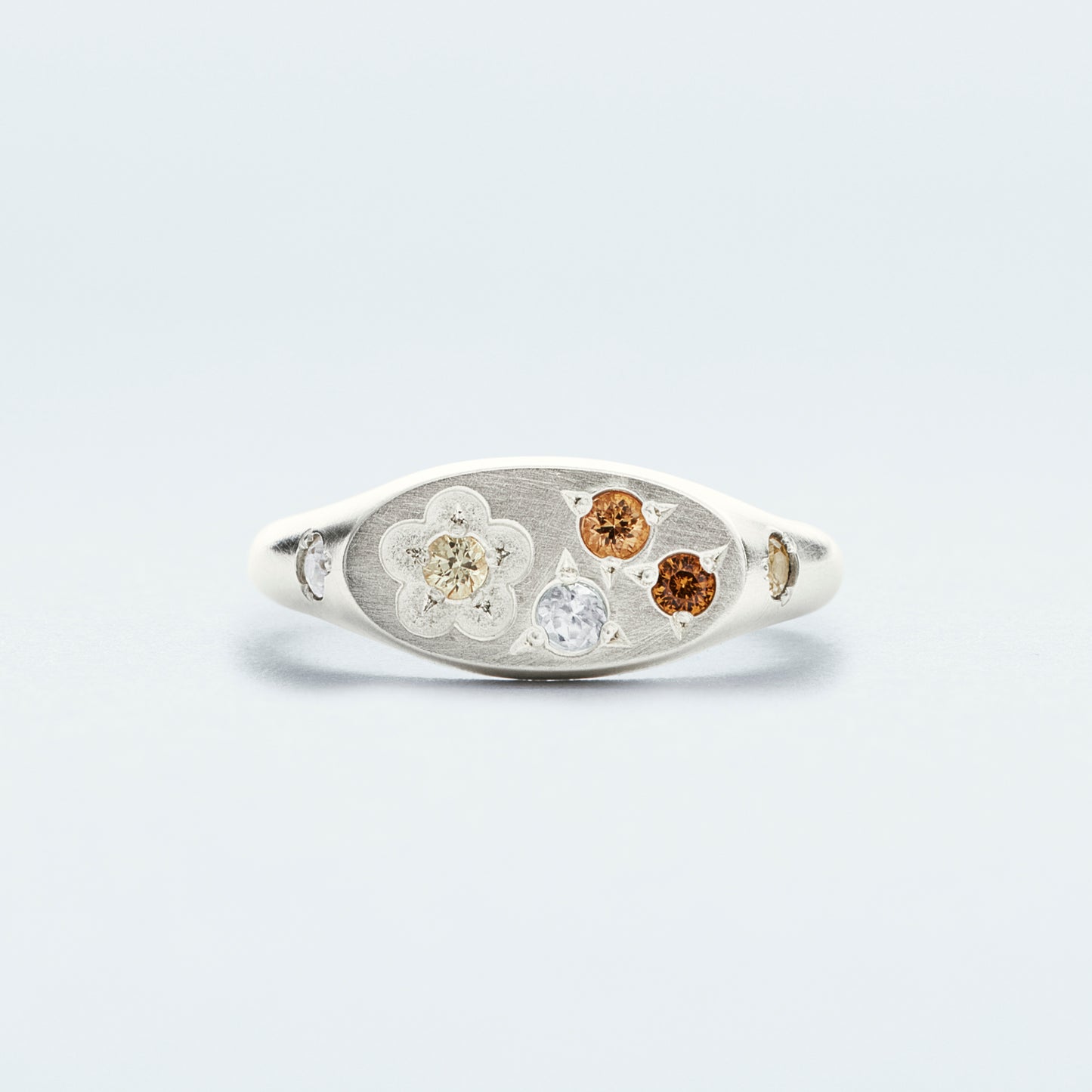 Flower Signet Ring Mini / Silver925 / Orange