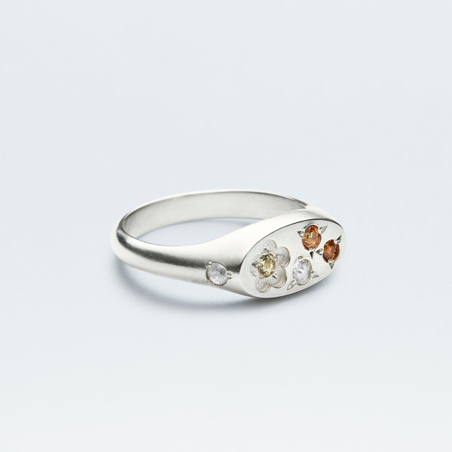 Flower Signet Ring Mini / Silver925 / Orange